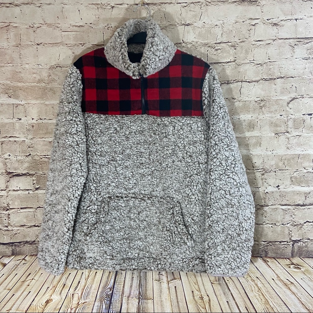 Red Buffalo plaid Sherpa jacket size medium